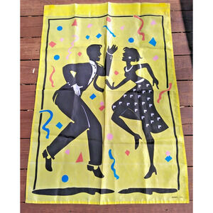 Vintage American Greetings Outdoor Yellow Flag Dancing New Year Party 42 Inches